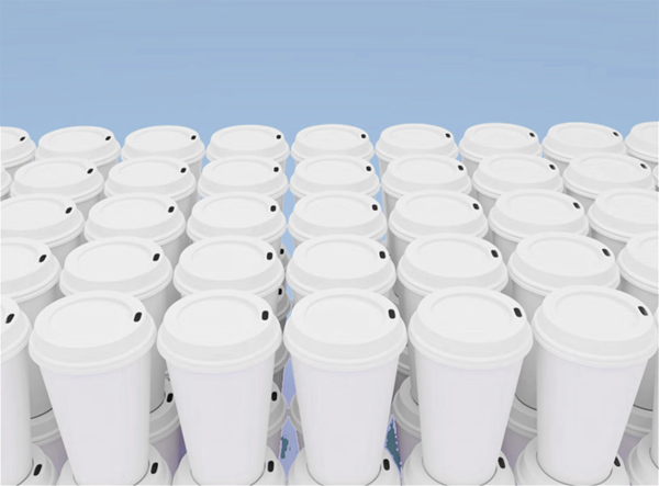 Image of a group of coffee cups with lids